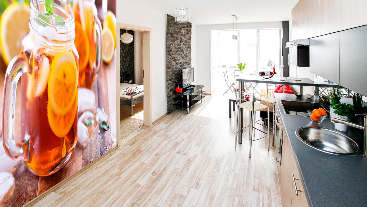 Фотообои флизелиновые на стену для кухни/кафе Чай с лимоном и мятой