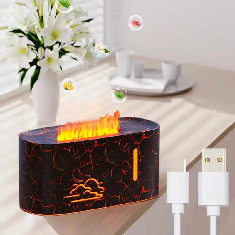 Зволожувач повітря з ефектом полум'я аромадифузор з підсвічуванням 3 режими 8 кольорів живлення від USB 15х8х7 см Чорний (D-0163) - фото 4 Зволожувач повітря з ефектом полум'я аромадифузор з підсвічуванням 3 режими 8 кольорів живлення від USB 15х8х7 см Чорний (D-0163) - фото 4