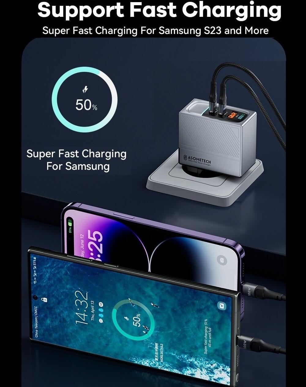 Зарядний пристрій мережевий Asometech 100W 1USB/2Type-C з дисплеєм (25397252) - фото 4