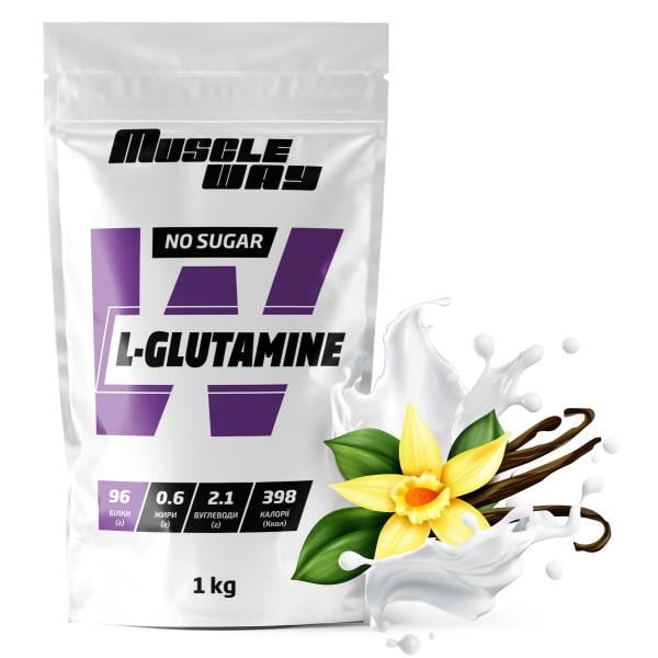 Аминокислота MuscleWay L-Glutamine Ваниль для мышечной ткани на 200 порций 1 кг (21-125-glu-mw-rs1.1)