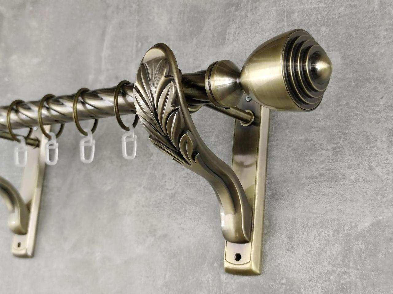 Карниз MStyle металлический для штор однорядный Палацыо 25 мм крученый 240 см Антик (5011040)