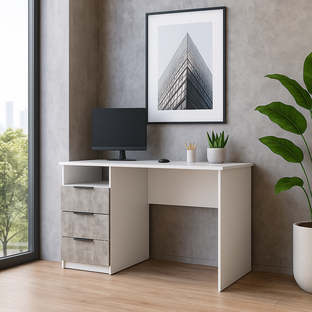 Стол письменный СП1 3Я SENAM 750х1100х500 мм корпус ДСП Белый фасад ДСП Ателье светлый