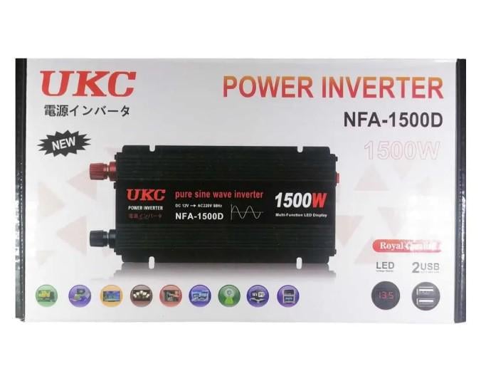 Инвертор UKC NFA-1500D 12V-220V чистая синусоида 1500 W (2104618317) - фото 3