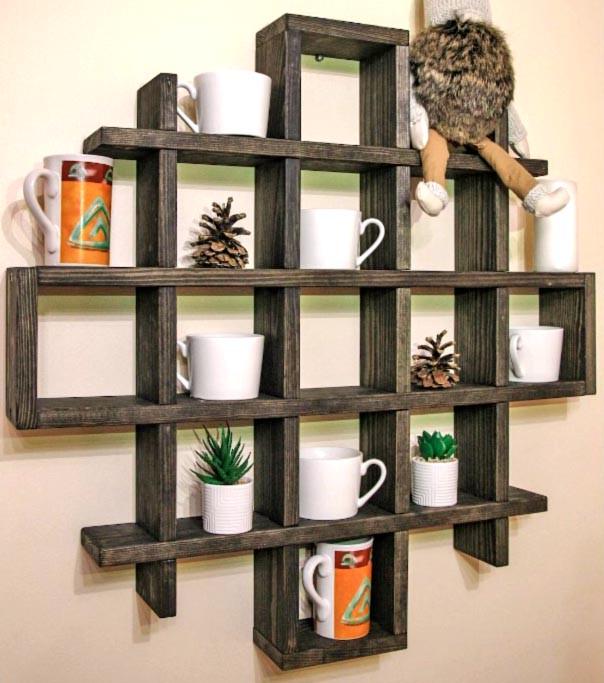Полка для кружек из дерева Бавра Мокко (СДК-002210)
