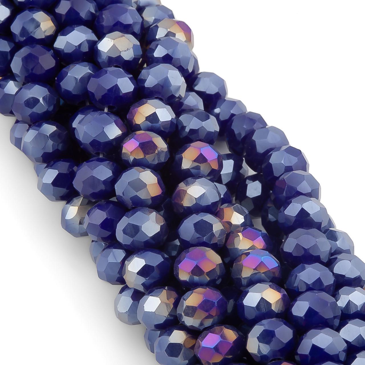 Бусины Swarovski огранка рондель АВ непрозрачный 8х6 мм 42 см 65 шт. Темно-синий (БС8137а63)