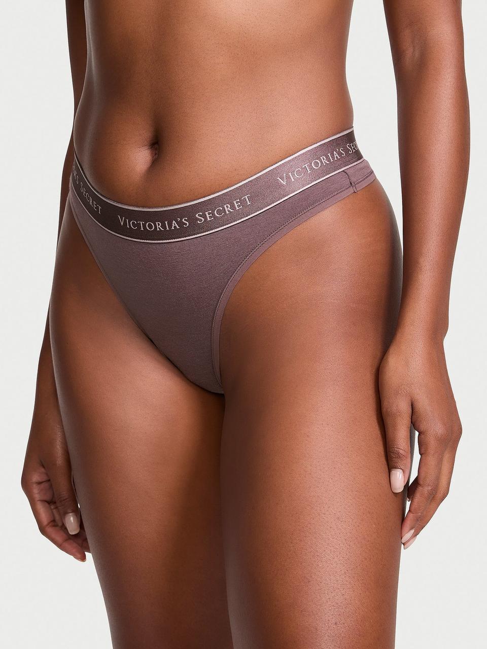 Трусики женские Victoria's Secret Logo Cotton Thong XL Коричневый (2365661084)
