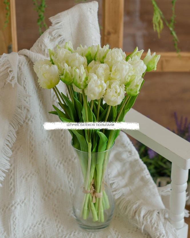 Тюльпан кудрявый букет LUX 3+2 45 см силикон Белый (35142) - фото 5 Тюльпан кудрявый букет LUX 3+2 45 см силикон Белый (35142) - фото 5