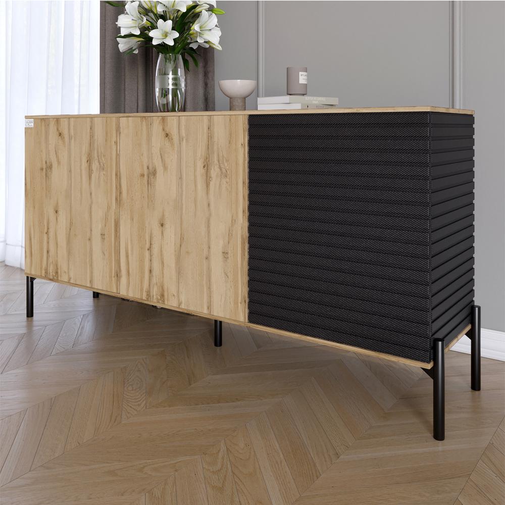 Комод закрытый в гостиную Lion Грей на черных металлических ножках Дуб Аппалачи/Асфальт 1540x380x765 (000-000-2113) - фото 1 Комод закрытый в гостиную Lion Грей на черных металлических ножках Дуб Аппалачи/Асфальт 1540x380x765 (000-000-2113) - фото 1