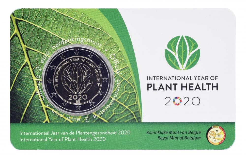 Коллекционная монета Бельгия 2 евро 2020 Биметалл UNC Международный год охраны здоровья растений (М14618)