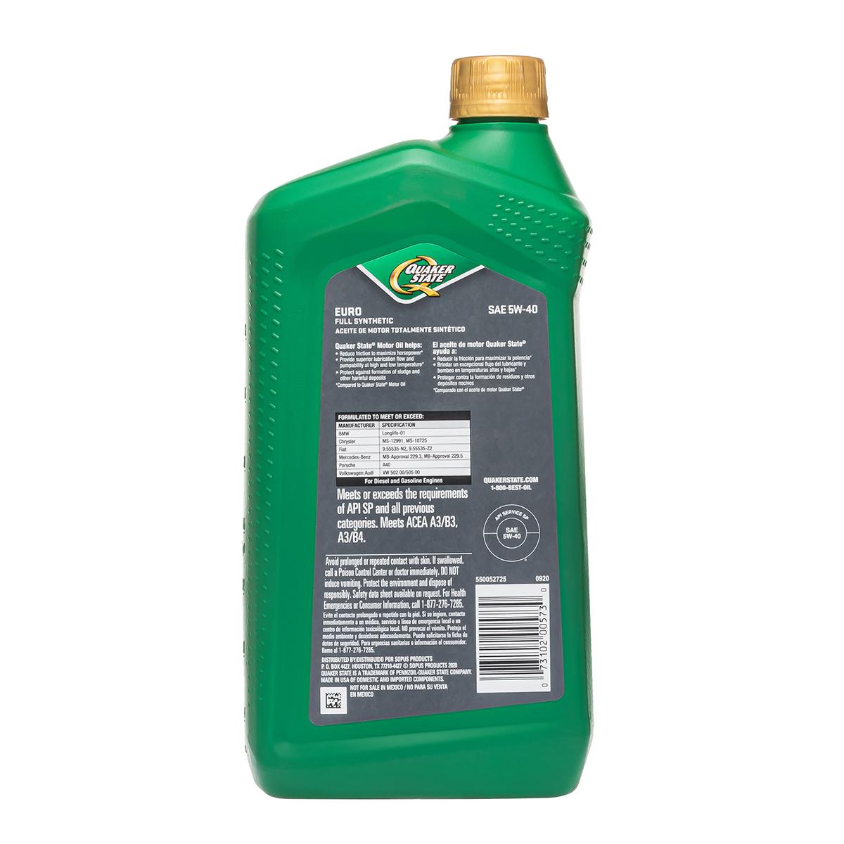 Масло моторное Quaker State Ultimate Durability Full Synthetic Euro 5W40 0,946 мл (550042725) - фото 2