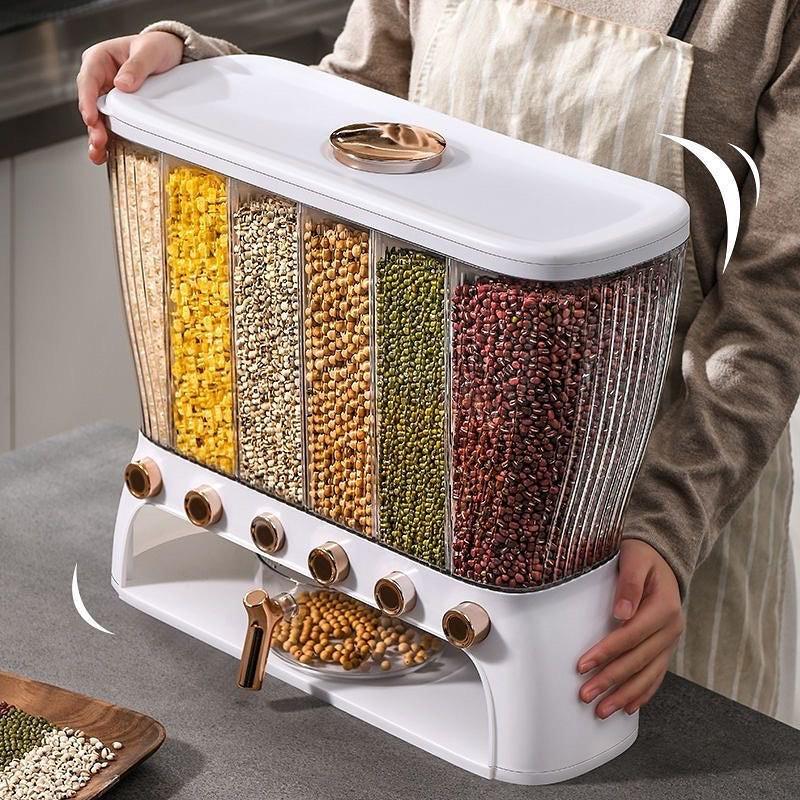 Диспенсер для круп та сипучих продуктів з дозатором на 6 відділень до 10 кг Білий (13304587) - фото 3
