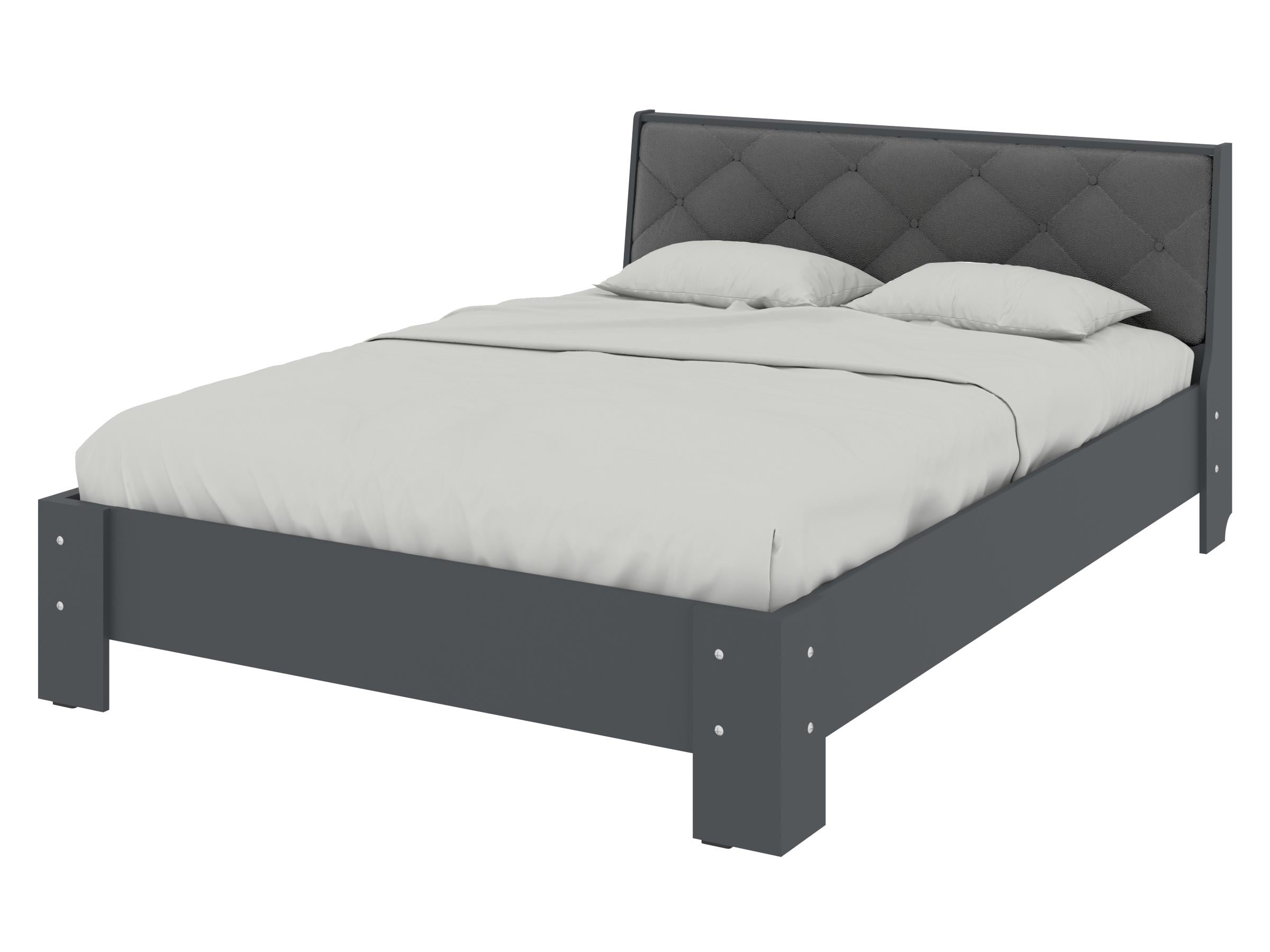 Кровать двуспальная PEHOTIN Кровать-140 Моника 140x200 см Антрацит/Серый VIP (PN-100962)