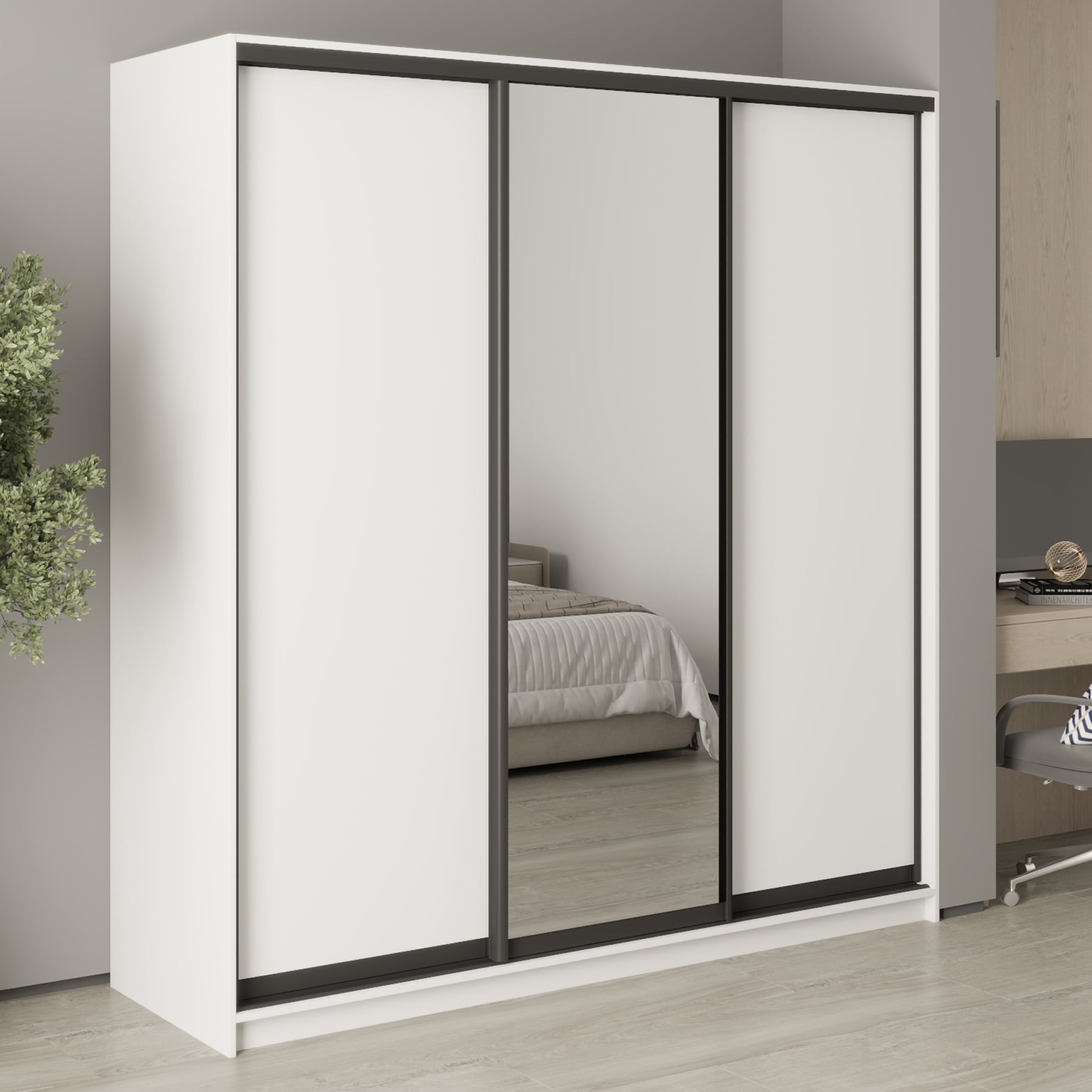 Шафа-купе тридверна Mebel Star Стандарт BG MBS-8330  200х45х210 см Аляска білий  (1007741)