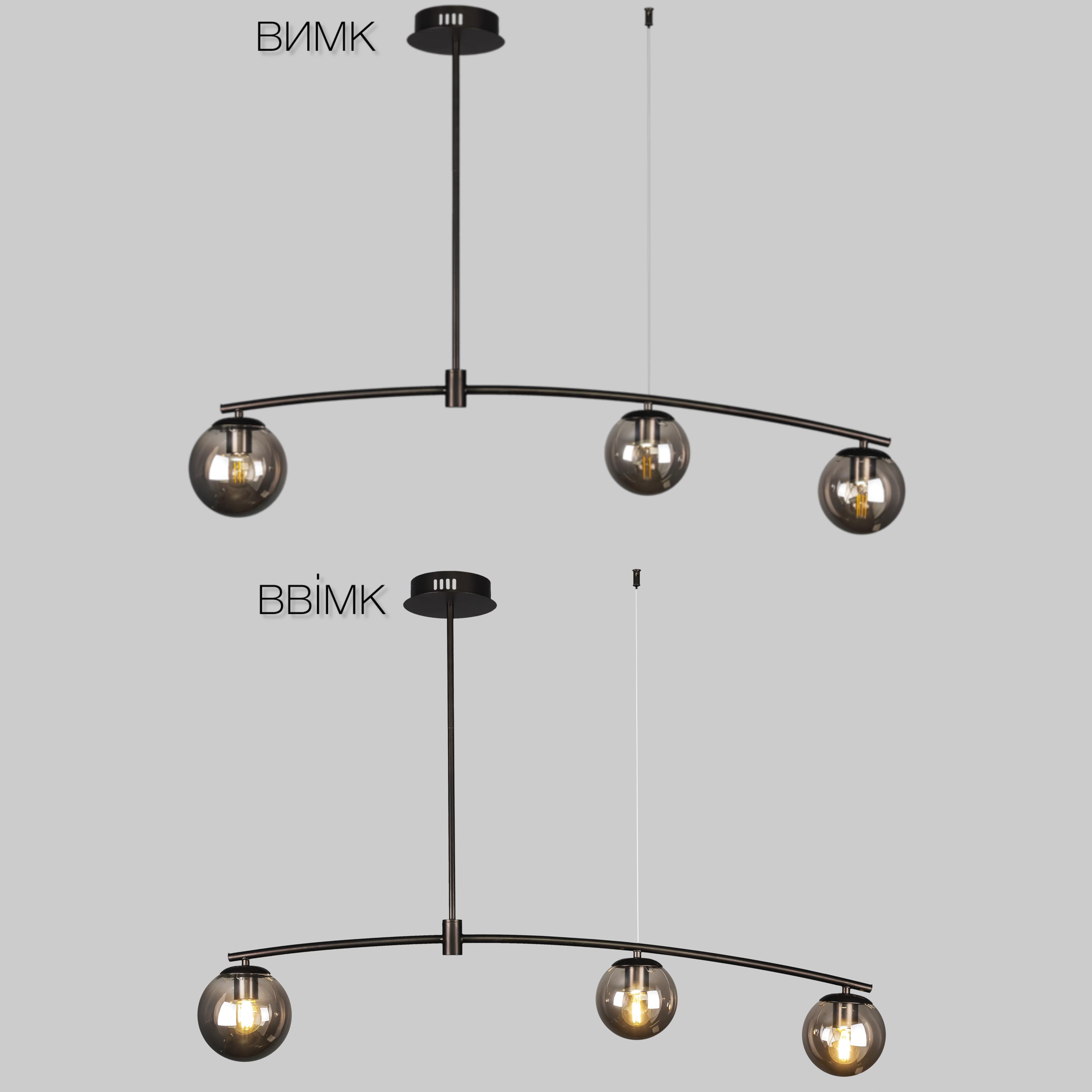 Люстра на 3 плафони Чорний (52-9827-3 BK+BK) - фото 2 Люстра на 3 плафони Чорний (52-9827-3 BK+BK) - фото 2