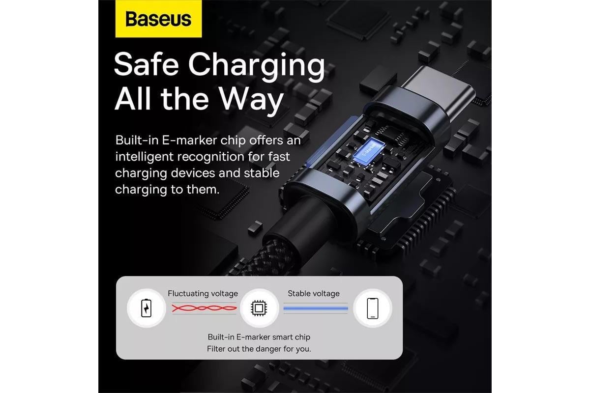 Кабель быстрая зарядка 100W PD 5A Baseus Type-C to Type-C (23373340) - фото 5
