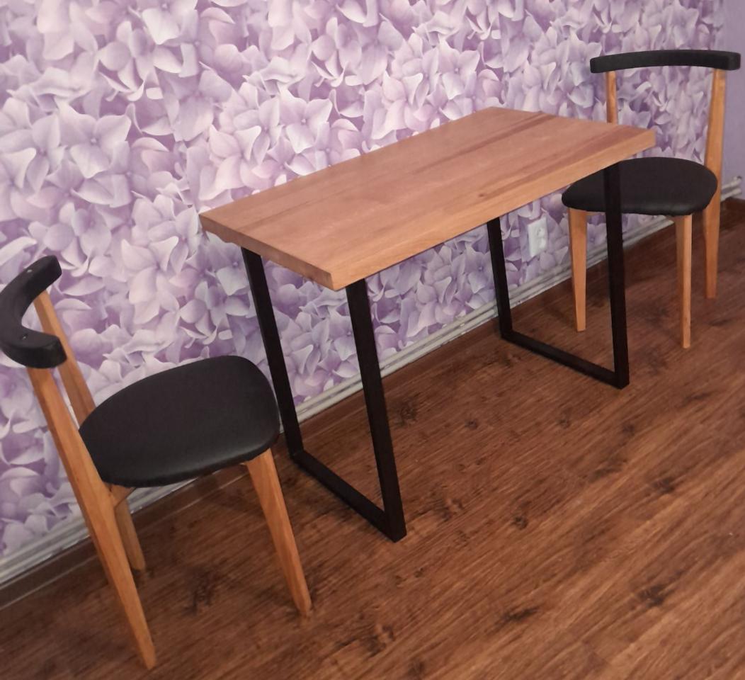 Стол из массива дуба на металлических опорах 100х60 - фото 6