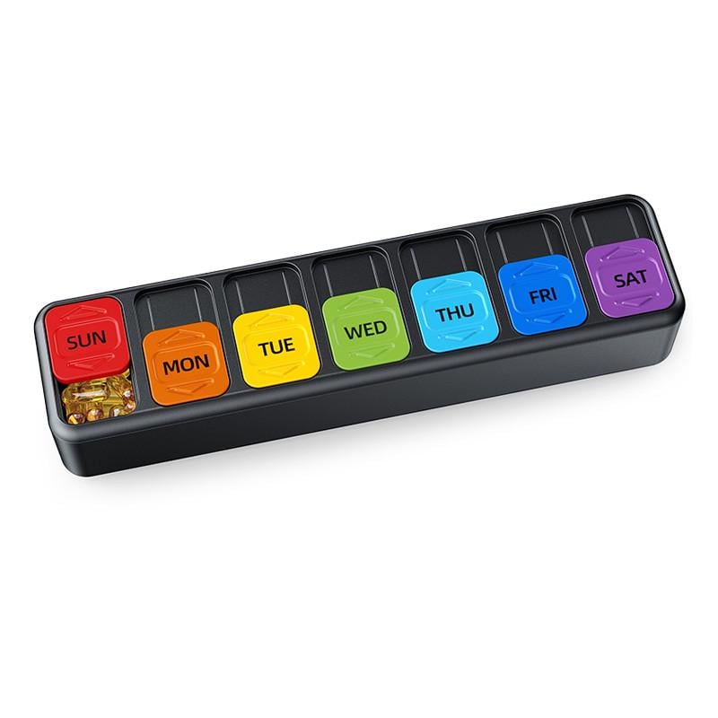 Таблетница Lesko FY-2025 7 ячеек на 7 дней Black (36490827)