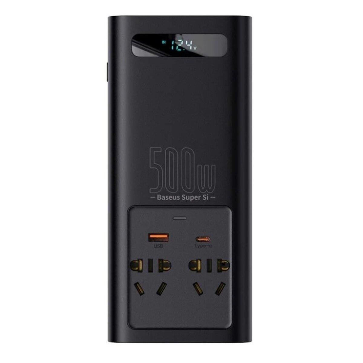 Автомобильный инвертор BASEUS Super Si Power Inverter 500W 220V CN/EU Black - фото 2