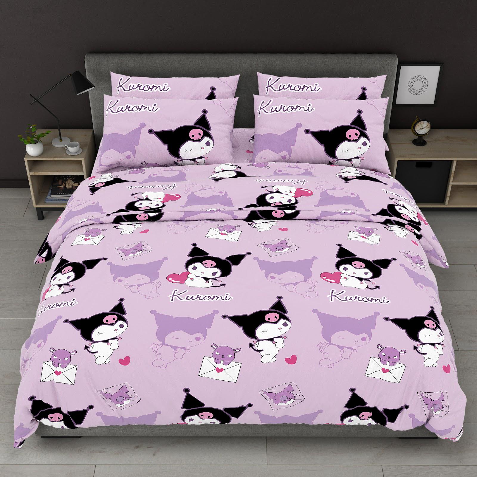Комплект постельного белья полуторный Куроми хлопковый 150х220 см Фиолетовый (29634334)