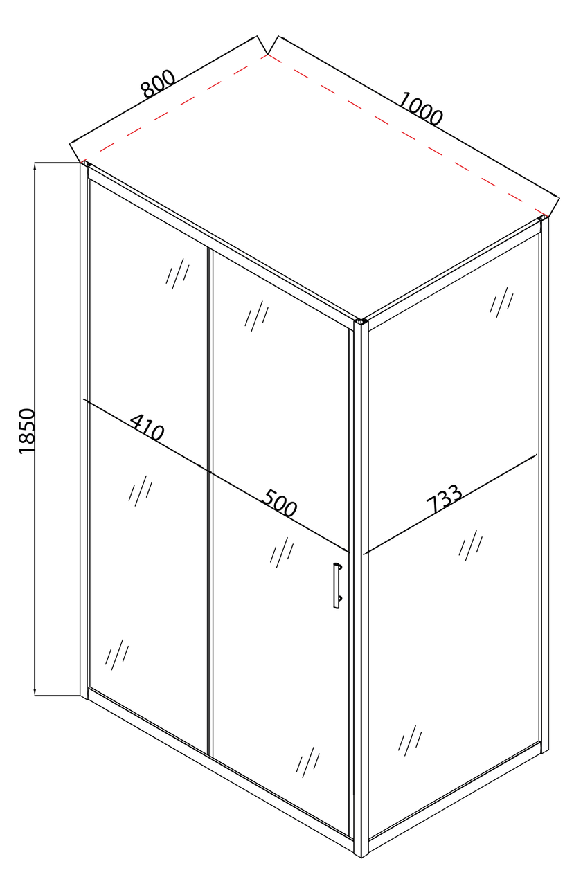 Душевая кабина без поддона MIXXUS HARD SC01-100x80x185-TR прозрачное стекло 5 мм Chrome (MI6911) - фото 3