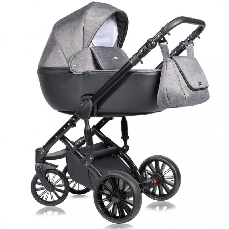 Коляска Quali Prado P06 универсальная с дождевиком и чехлом на ножки 2в1 Темно-серый/Черный