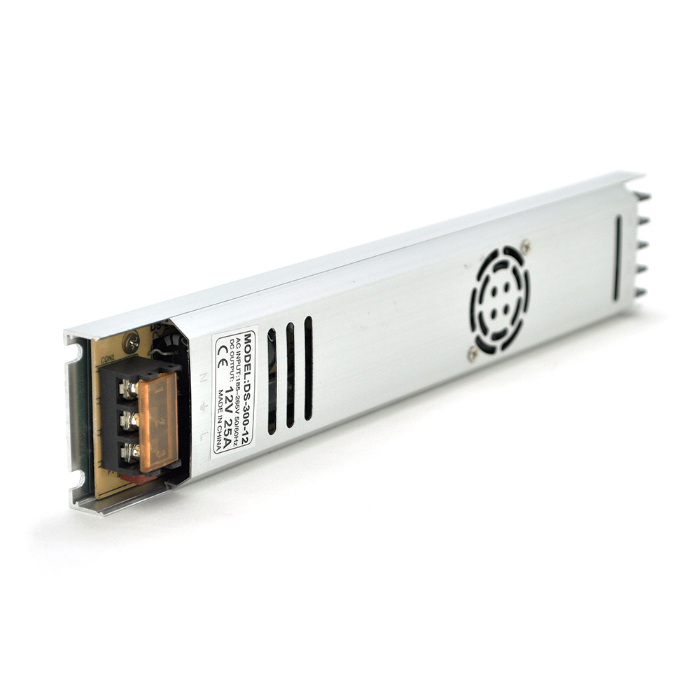 Блок живлення імпульсний Slim перфорований для відеоспостереження сигналізації та освітлення 12 В 25 А 300 Вт (8758)