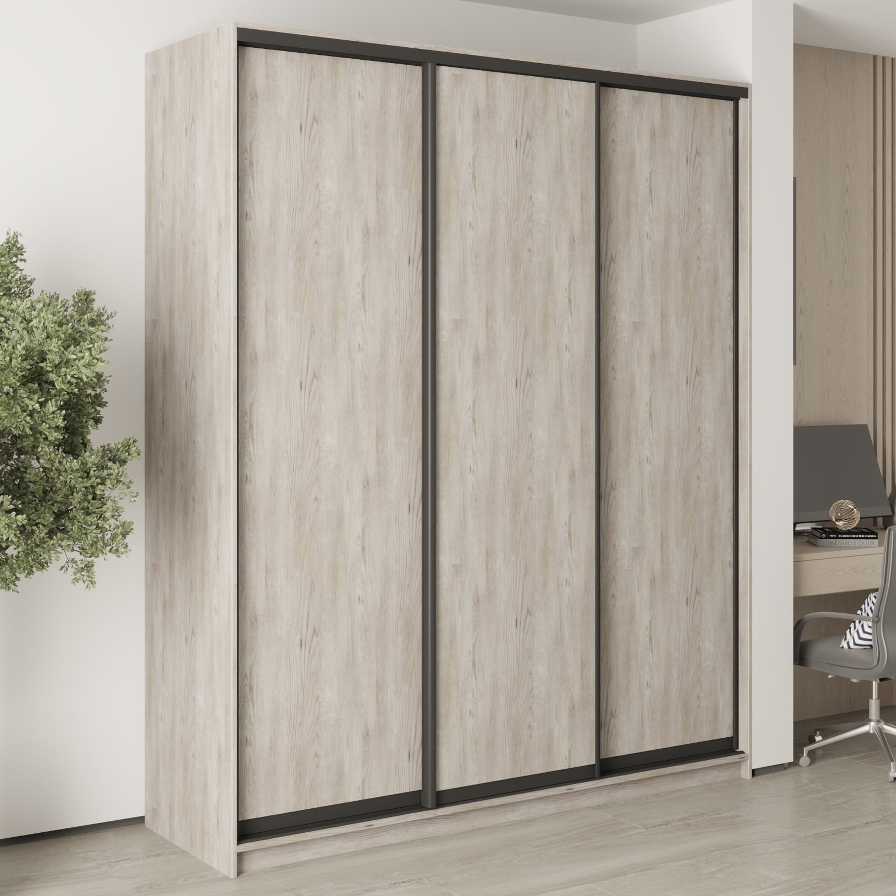 Шкаф-купе трехдверный Mebel Star Комбо BG MBS-9510 200х45х240 см Аляска серый (1009499)