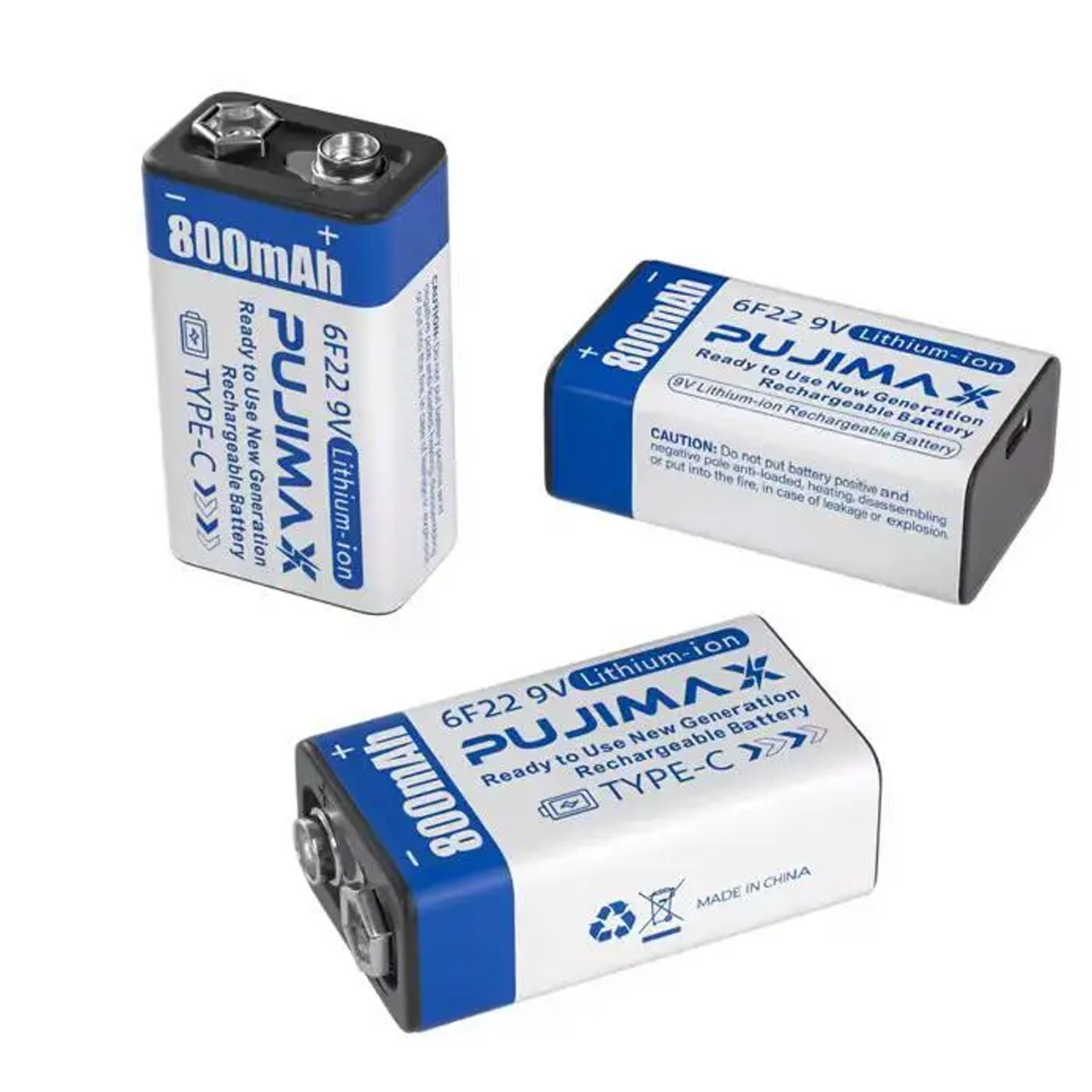 Акумулятор крона PUJIMAX 9V 800 mAh Li-Ion USB type-C 2 шт. (1801370) - фото 2