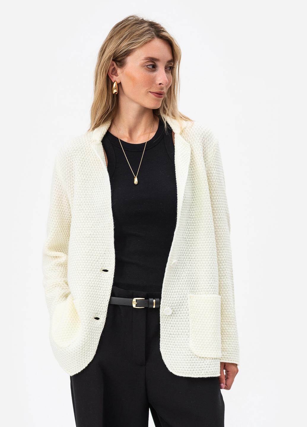 Піджак жіночий рисової в'язки SVTR р. 48-50 Молочний (598) - фото 9 Піджак жіночий рисової в'язки SVTR р. 48-50 Молочний (598) - фото 9