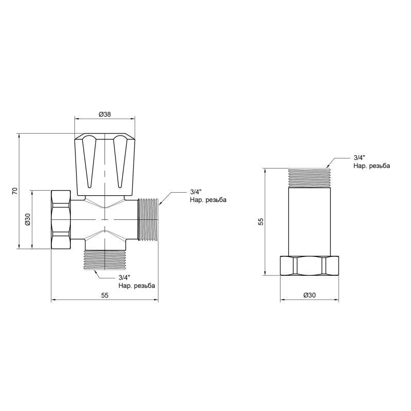 Кран приборный шаровой SD Plus с удлинителем 3/4" ЗЗВ SD183W20 (VRM00005691) - фото 2