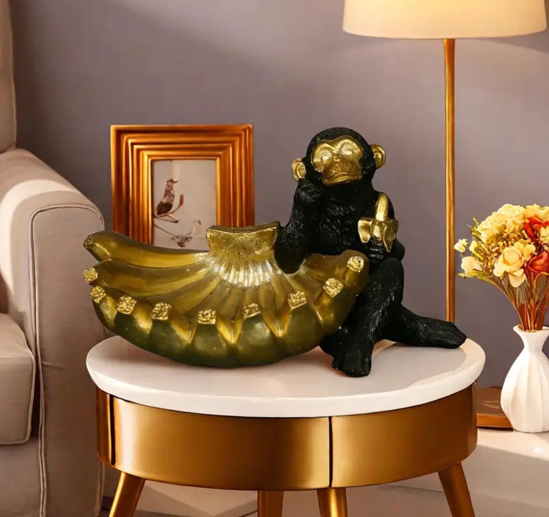 Статуетка Мавпочка з бананами 20см Чорний