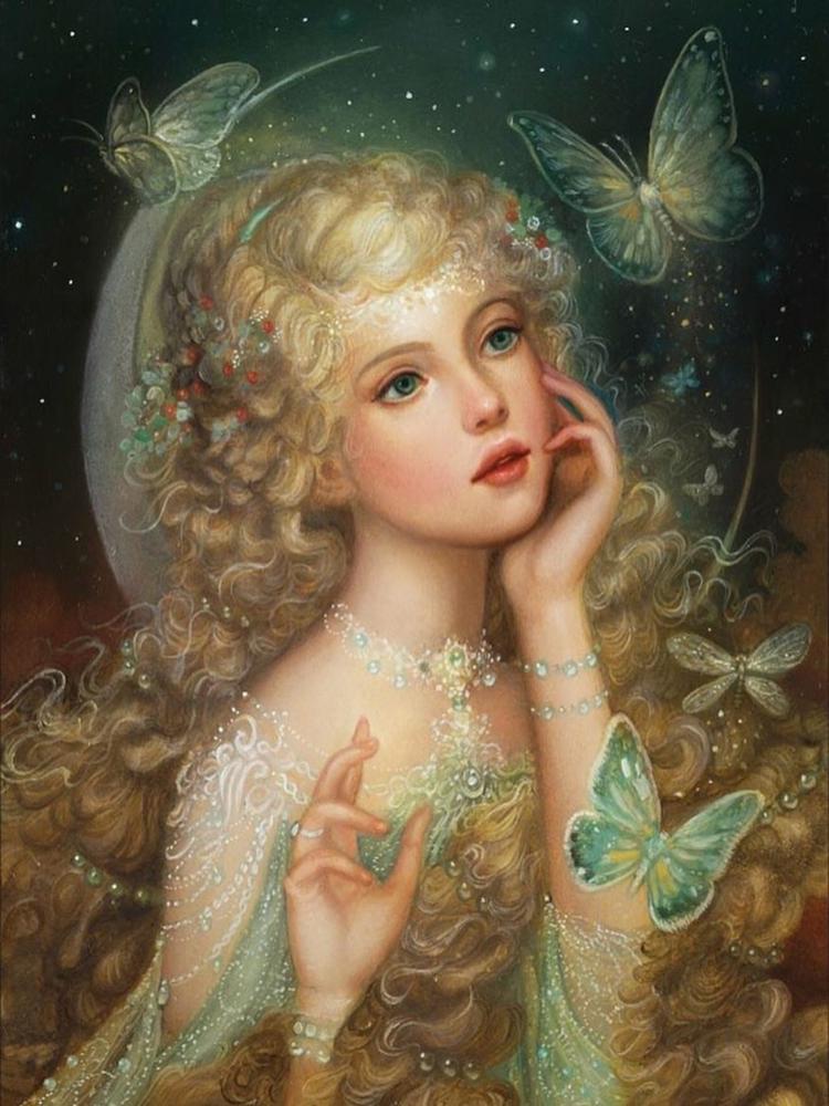 Алмазная мозаика Бабочки во снах DIY-FH088 полная выкладка 30x40 см (26592)