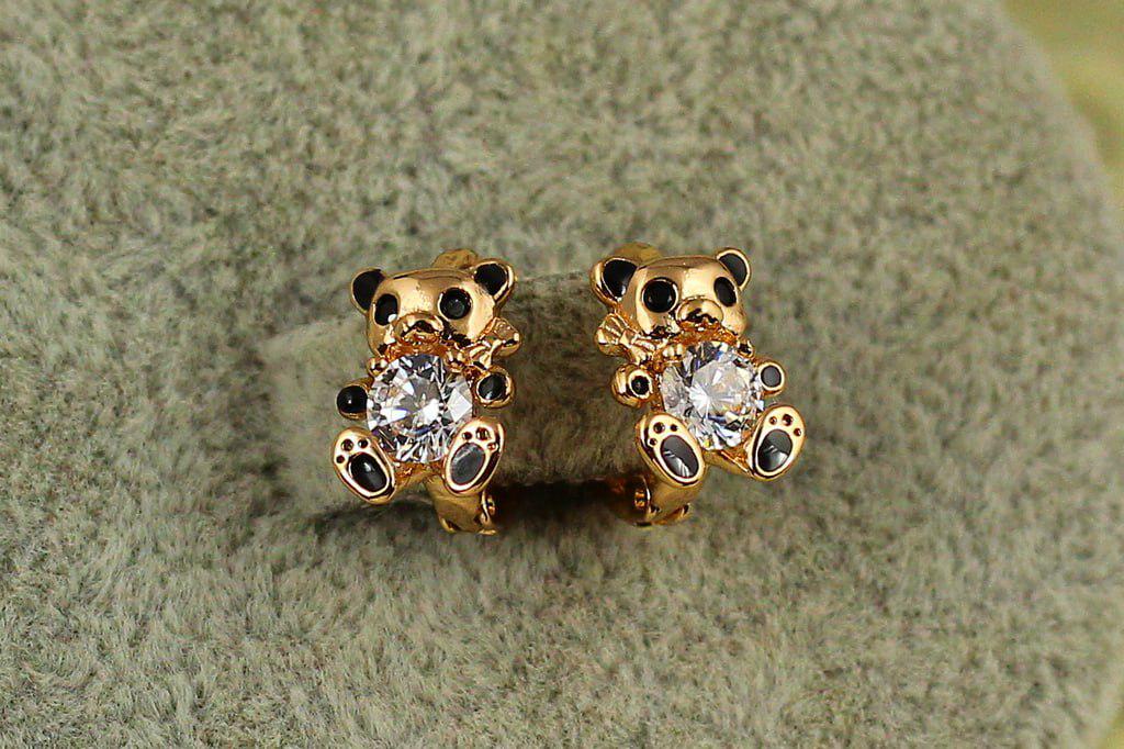 Серьги детские Xuping Jewelry медвежата панды 1 см Золотистый (29348161)