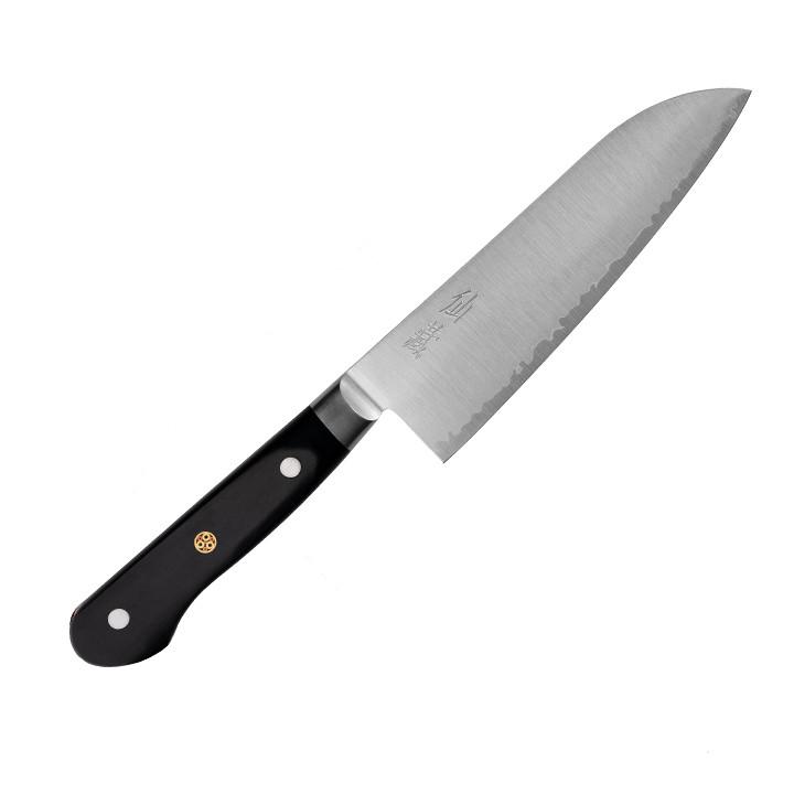 Кухонний ніж японський сантоку Suncraft Senzo Professional 63±1 HRc 3-шарова порошкова сталь SG2 165 мм Чорний