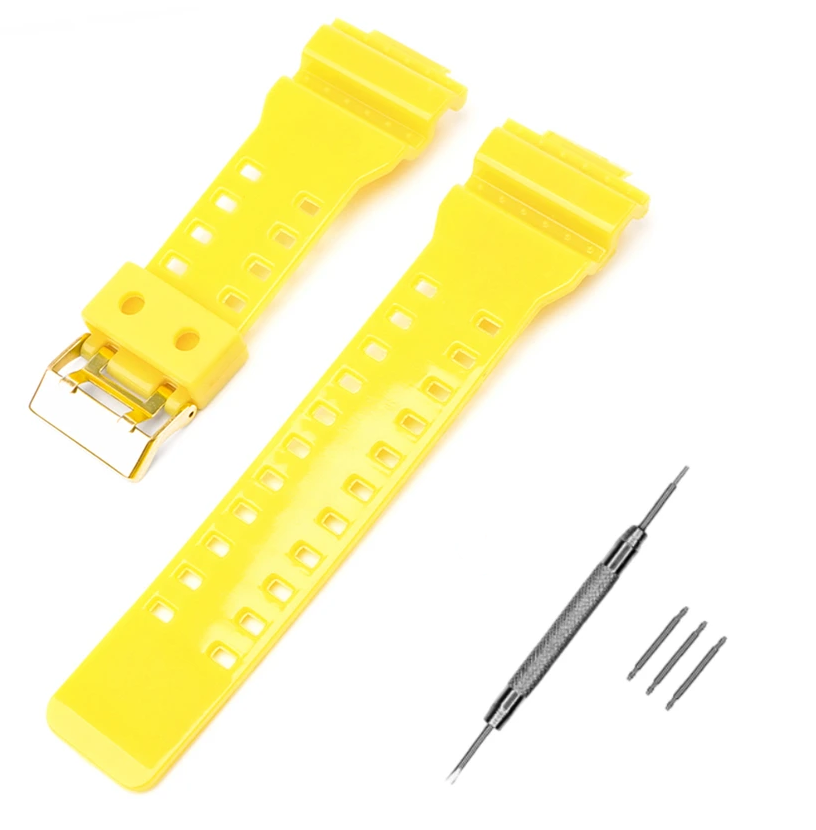 Ремінець для Casio G-Shock GA-100/110/120 Yellow-Glossy GD (4038)