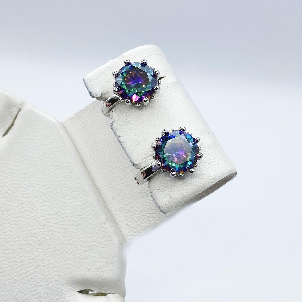 Серьги серебряные с мистик топазом 4,28 г (2209446264)