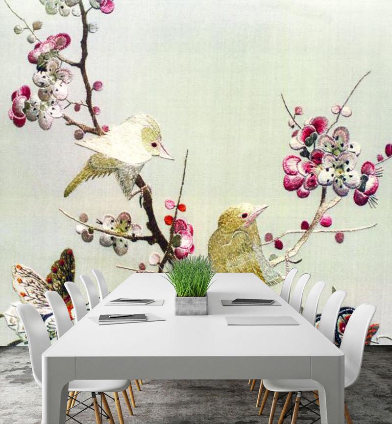 Фотообои флизелиновые для спальни/зала/кухни моющиеся Ветка и птички