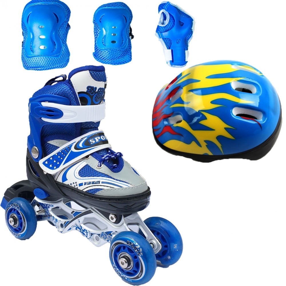 Ролики дитячі набір Happy Combo EcoLine захист/шолом ротація коліс р. 29-33 Синій (2T3007E)
