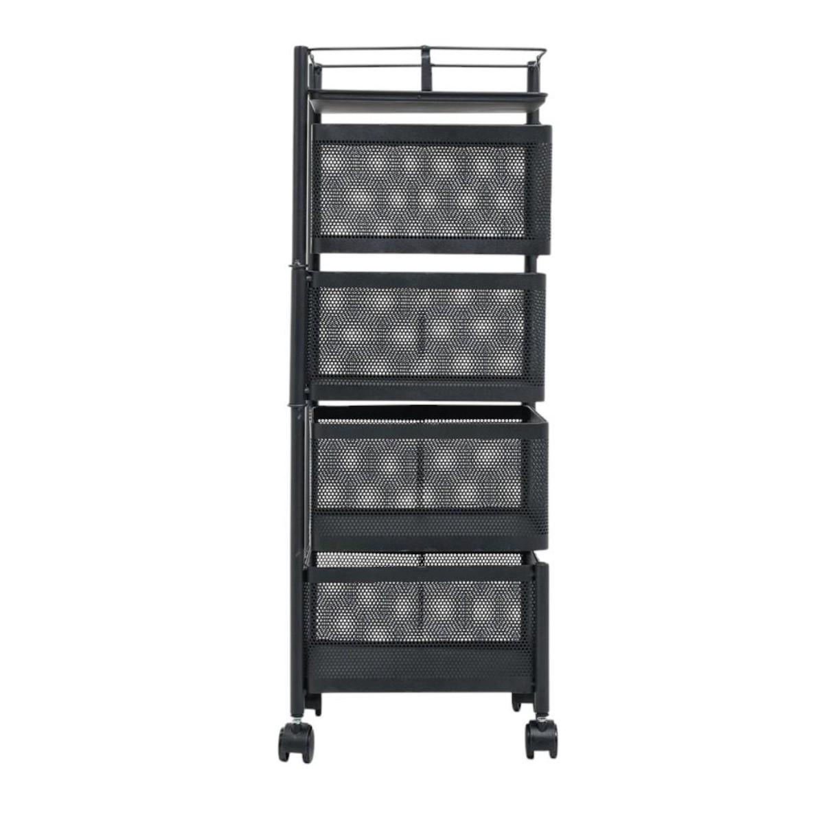 Этажерка на колесах Modern Home Cube 4 яруса 27х78 см Черный (R100112-BL)