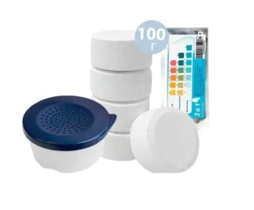 Набір хімії таблетка поплавок тести для води 0,5/1 м3 Mini хлор 100 г - фото 2