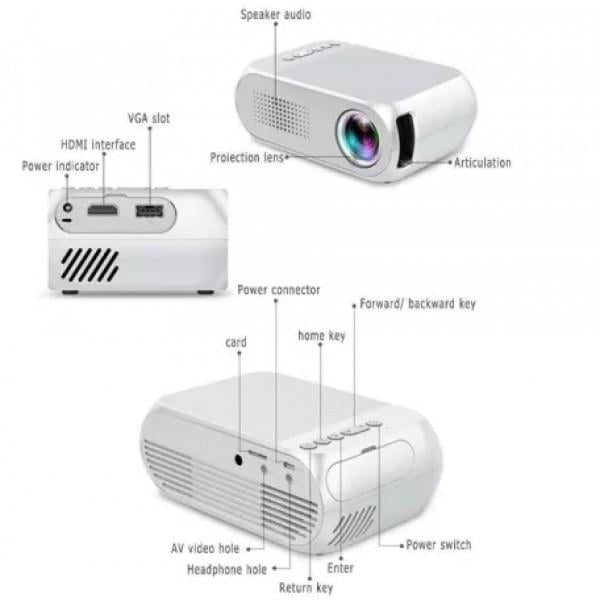 Проектор портативний YG320 Mini мультимедійний з динаміком Білий - фото 4
