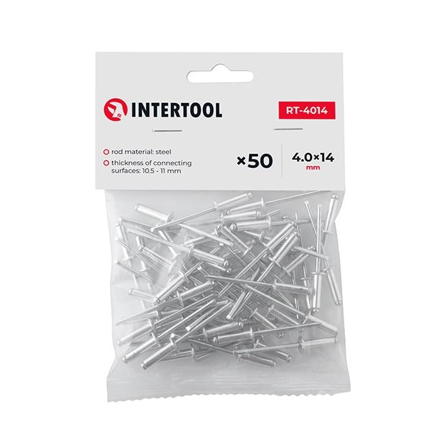 Заклепка алюмінієва Intertool 4х14 мм 50 шт. (RT-4014) Заклепка алюмінієва Intertool 4х14 мм 50 шт. (RT-4014)