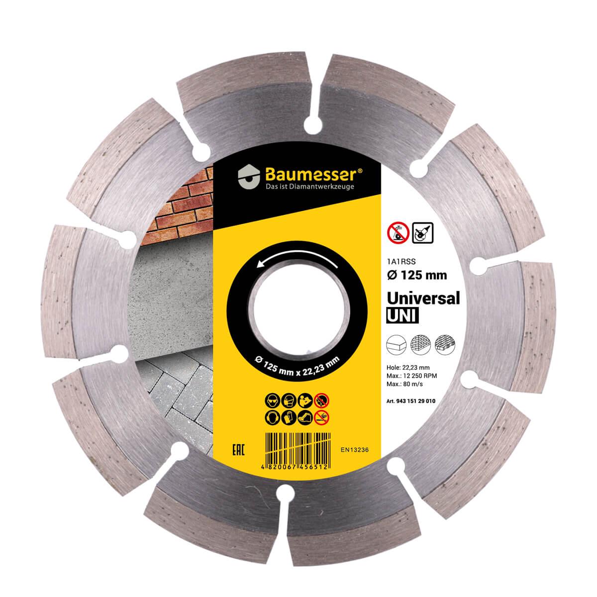 Диск алмазный отрезной сегментный Baumesser 1A1RSS Universal 125x22,2 мм Бетон (94315129010)