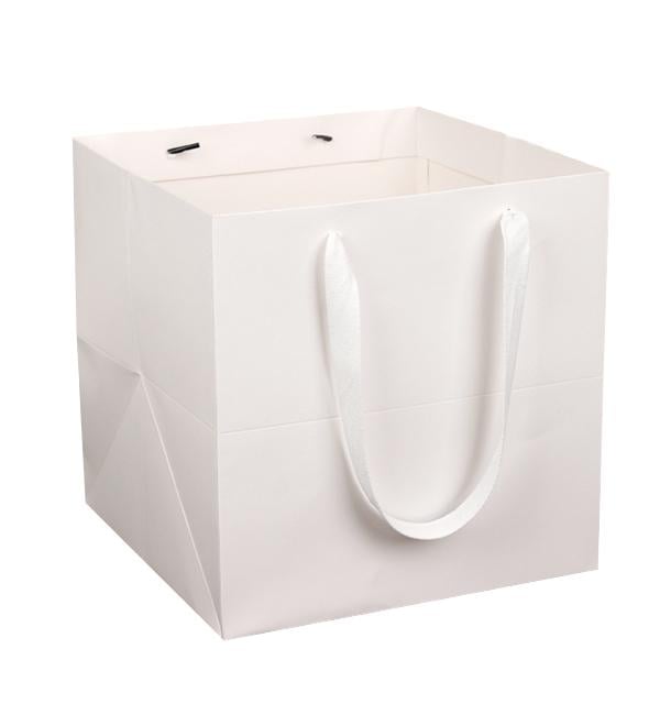 Подарунковий пакет 30х30х30 см ламінований картон Білий (10568) - фото 1 Подарунковий пакет 30х30х30 см ламінований картон Білий (10568) - фото 1