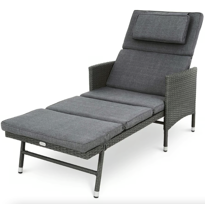 Шезлонг садовый Di Volio Breso из ротанга Серый (4508)