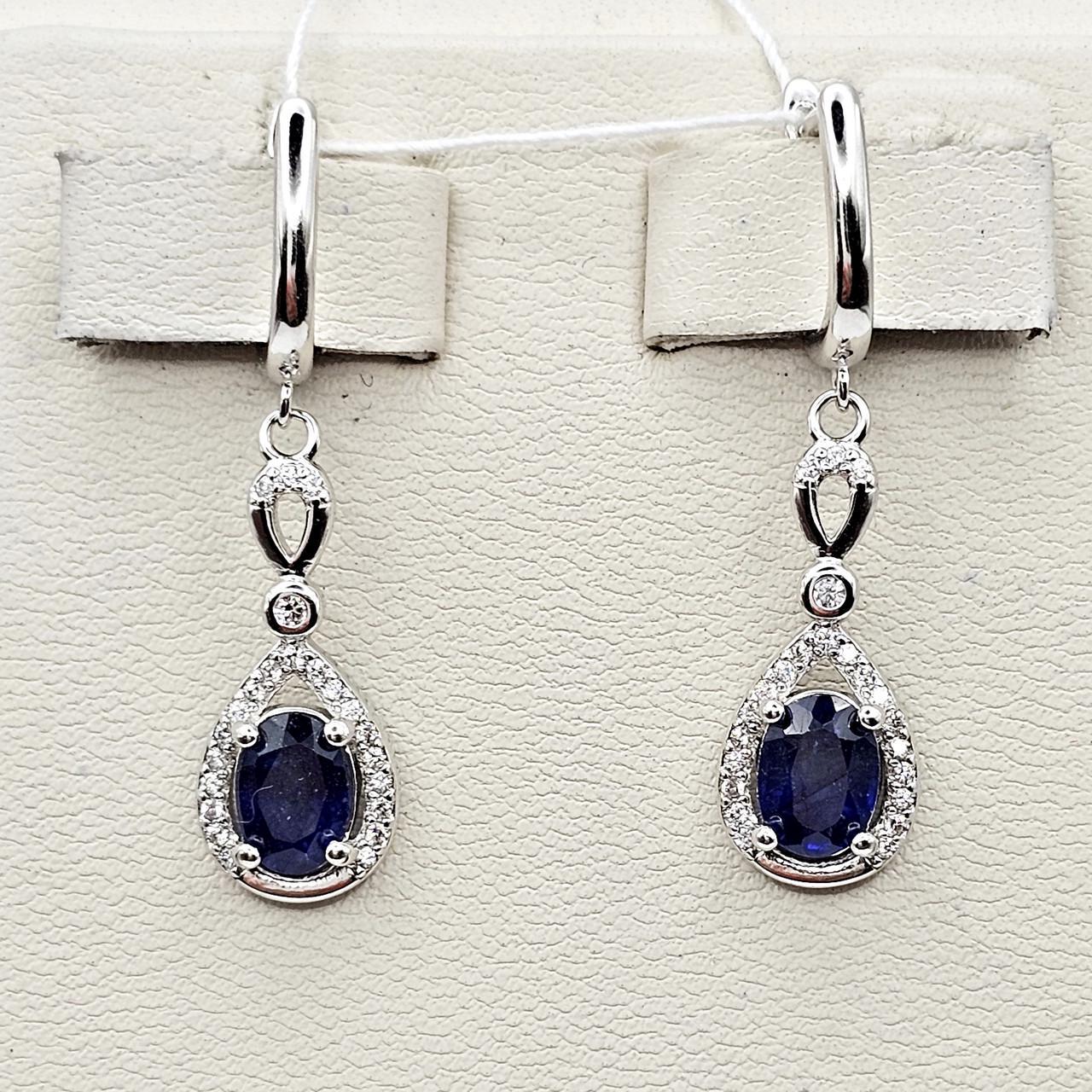 Серебряные серьги с сапфиром и кубическим цирконием 3,79 г (2809347580) Серебряные серьги с сапфиром и кубическим цирконием 3,79 г (2809347580)
