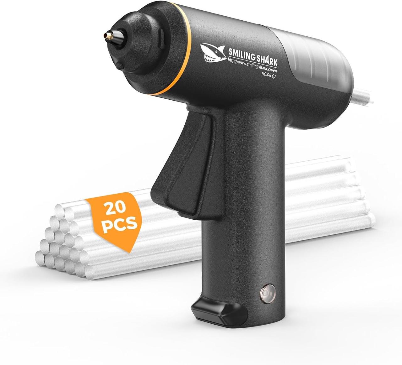Пістолет клейовий Smiling Shark 2000 мАг USB швидкий підігрів та 20 шт. клейових стрижнів