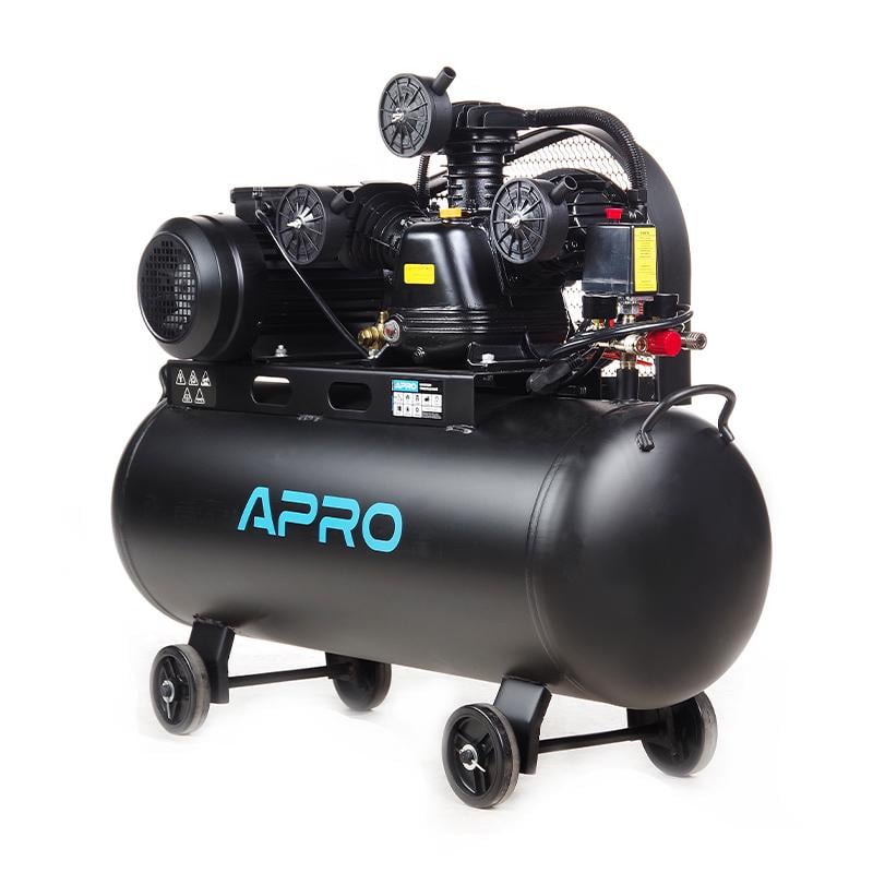 Компрессор трехцилиндровый Apro ременный OFBD-100X 8 Бар 3,0 кВт 530 л/мин 100 л 2 крана/масло 0,8 л (850184) - фото 2