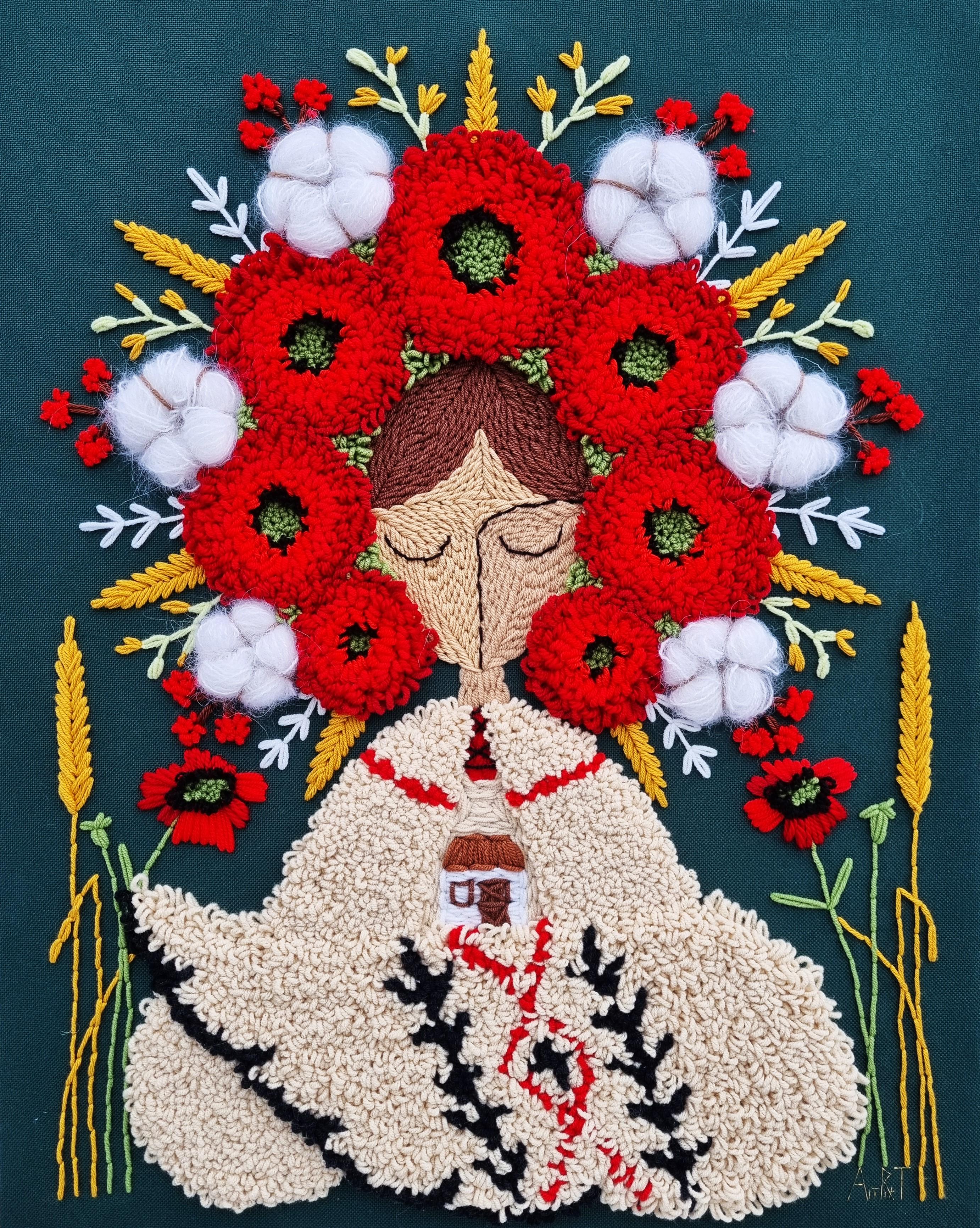 Картина ручной работы Берегиня ковровая вышивка 40х50 см Картина ручной работы Берегиня ковровая вышивка 40х50 см