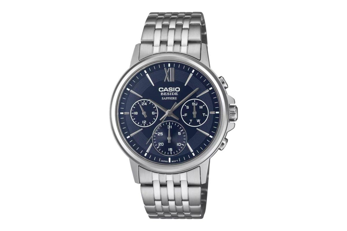 Часы мужские Casio BMS-300D-2A сапфировое стекло синий циферблат